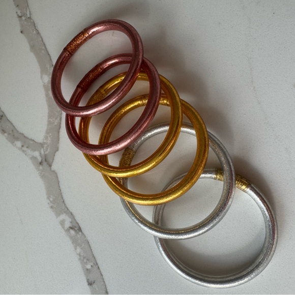 Medium Metallic Bangle Set for Kids - Gold Silver Pink